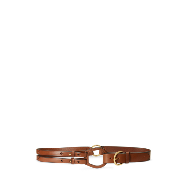 Ralph Lauren Tri-strap Leather Belt In Cuoio