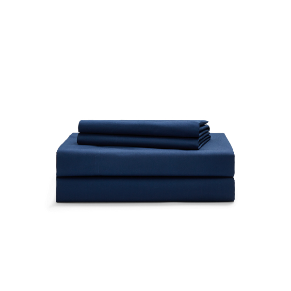 Shop Ralph Lauren Sloane Cotton Percale Sheet Set In Navy