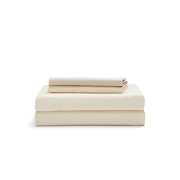 Shop Ralph Lauren Sloane Cotton Percale Sheet Set In Solid Ivory