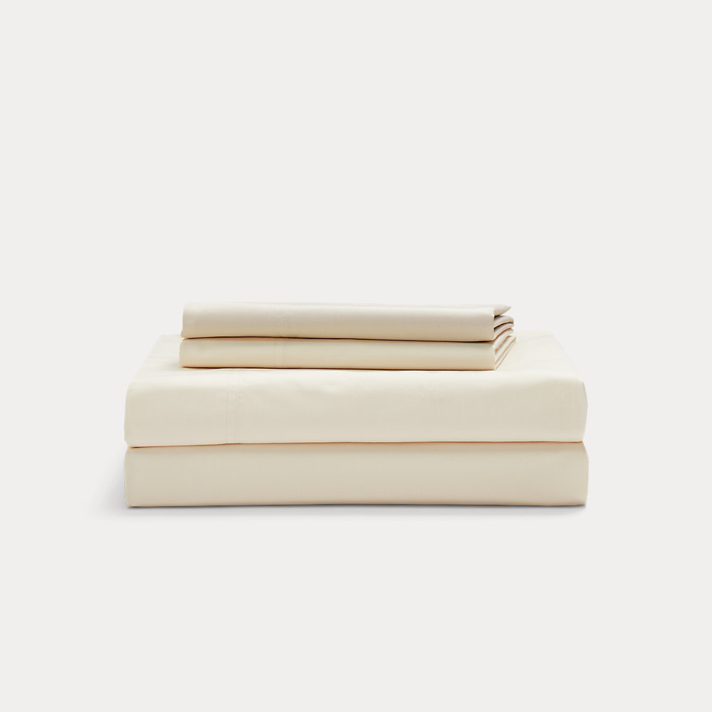Ralph Lauren Sloane Cotton Percale Sheet Set In Solid Ivory