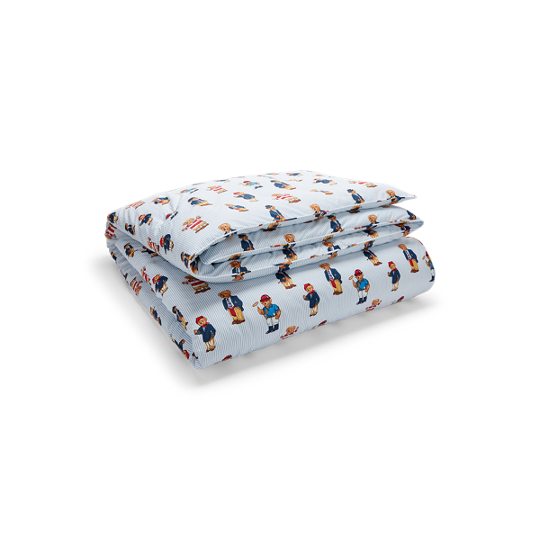 Polo Ralph Lauren Teddy Bear Stripe Comforter Set In Blue