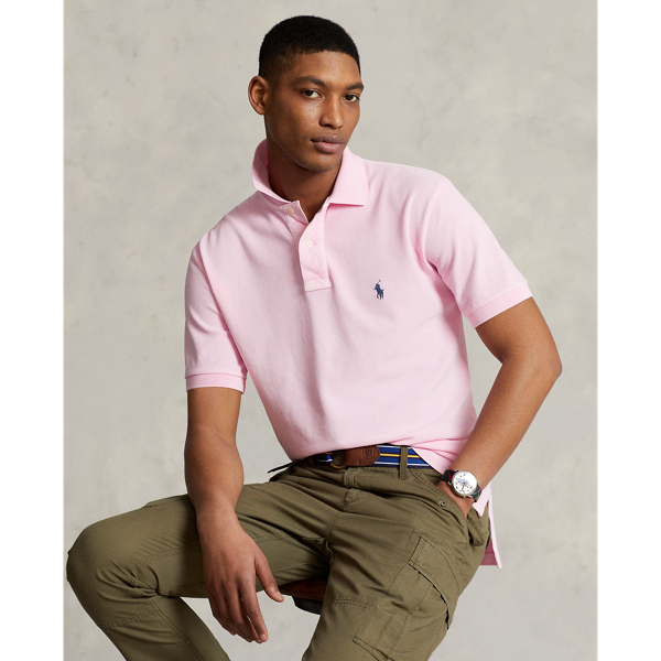 Ralph Lauren Original Fit Mesh Polo Shirt In Carmel Pink
