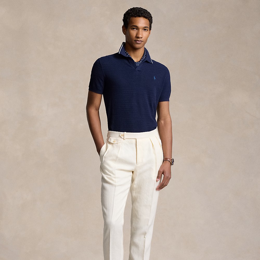 Ralph Lauren Pleated Linen Trouser In Light Cream