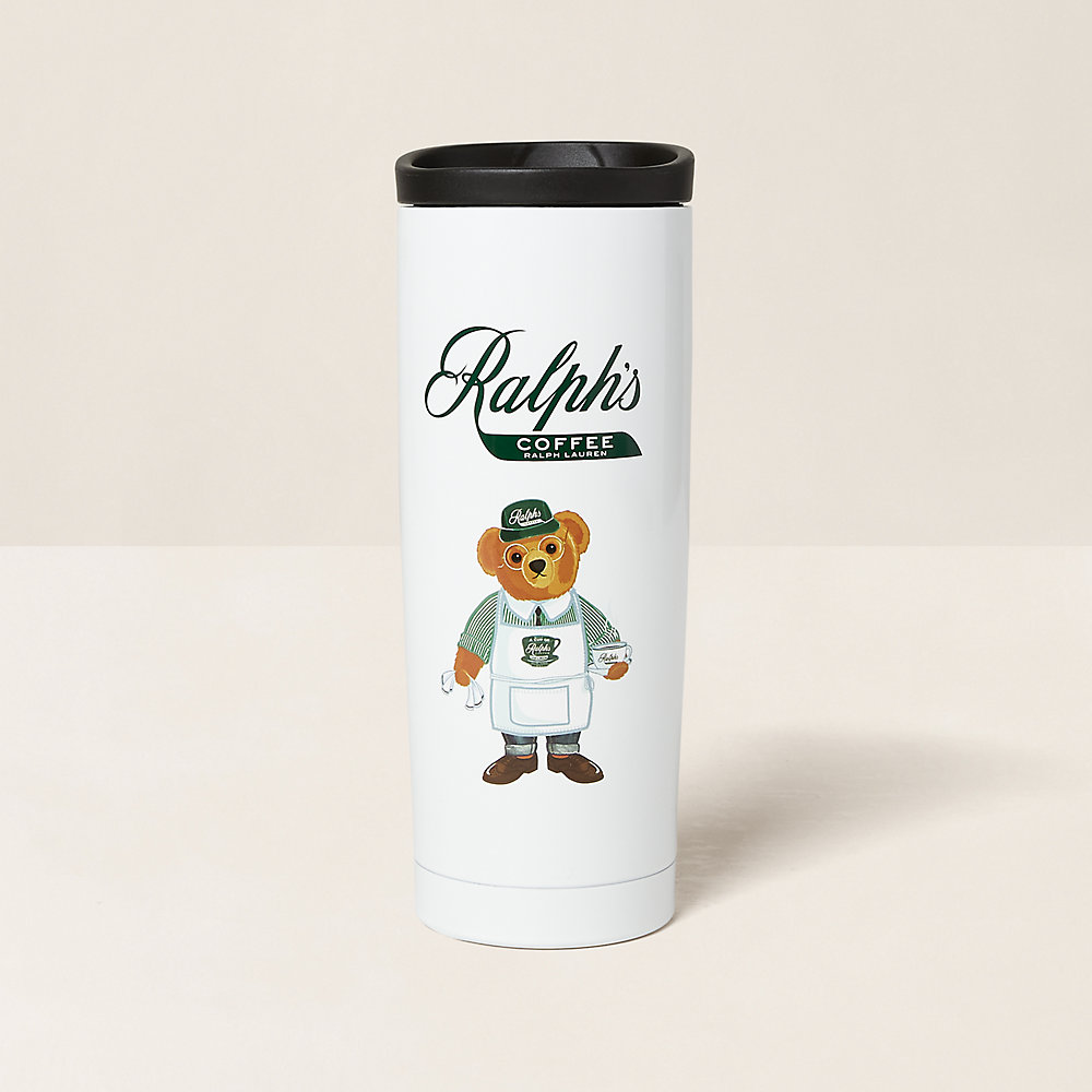 Ralph Lauren Ralph's Coffee Barista Polo Bear Tumbler In White/green