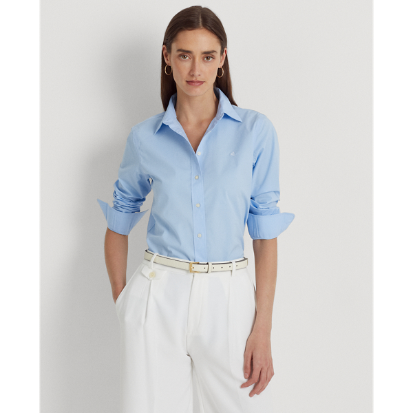 Lauren Ralph Lauren Easy Care Stretch Cotton Shirt In Blue