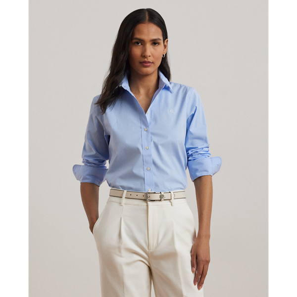 Lauren Ralph Lauren Easy Care Stretch Cotton Shirt In Blue