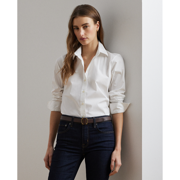 Petite - Easy Care Stretch Cotton Shirt - Lauren Petite - Modalova