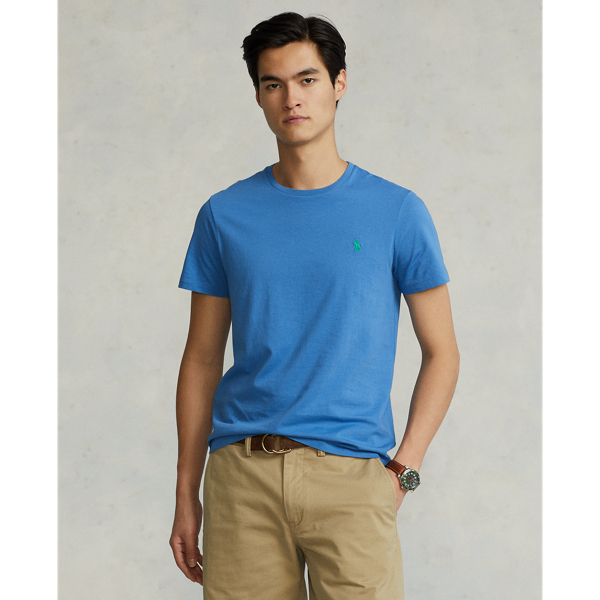 Ralph Lauren Custom Slim Fit Jersey Crewneck T-shirt In Retreat Blue