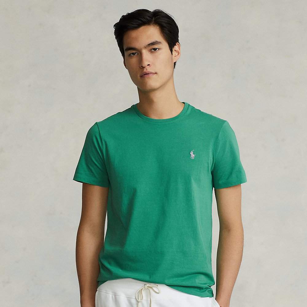 Ralph Lauren Custom Slim Fit Jersey Crewneck T-shirt In Raft Green