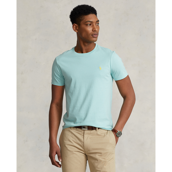 Polo Ralph Lauren Custom Slim Fit Jersey Crewneck T-shirt In Parakeet