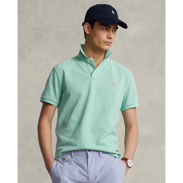 Ralph Lauren Custom Slim Fit Mesh Polo Shirt In Celadon