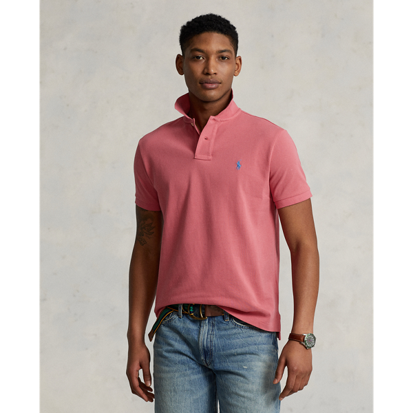 Ralph Lauren Custom Slim Fit Mesh Polo Shirt In Vineyard Red
