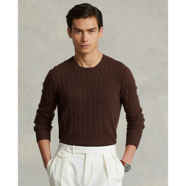 Ralph Lauren The Iconic Cable-knit Cashmere Sweater In Chocolate Brown  Heather | ModeSens