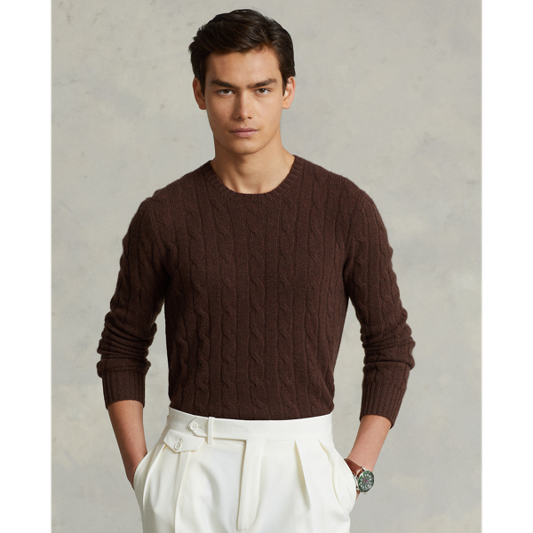 Polo Ralph Lauren The Iconic Cable-knit Cashmere Sweater In Chocolate Brown Heather