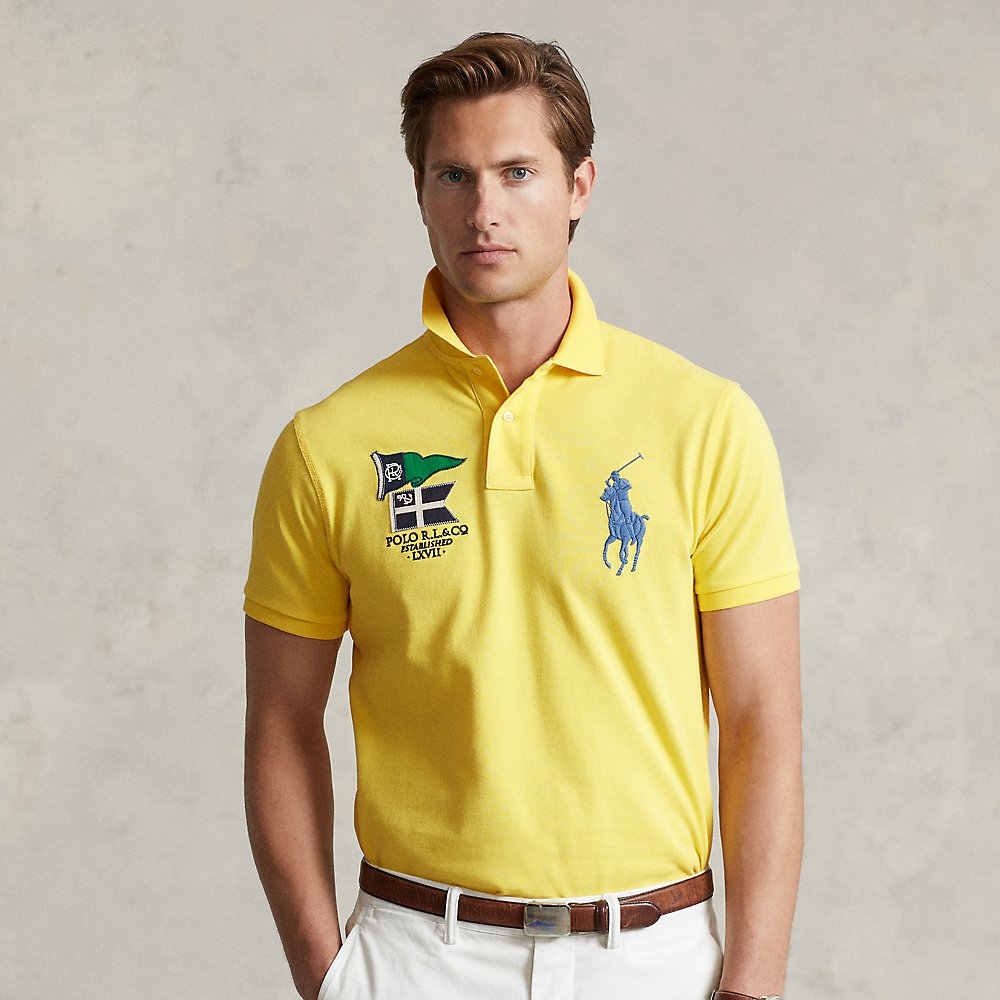 Ralph Lauren Custom Slim Fit Big Pony Mesh Polo Shirt In Coastal Yellow ...