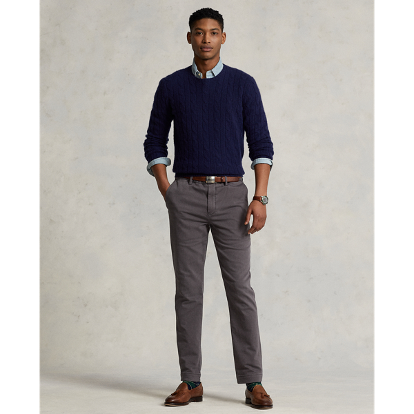 Ralph Lauren Stretch Slim Fit Knitlike Chino Pant In Norfolk Grey