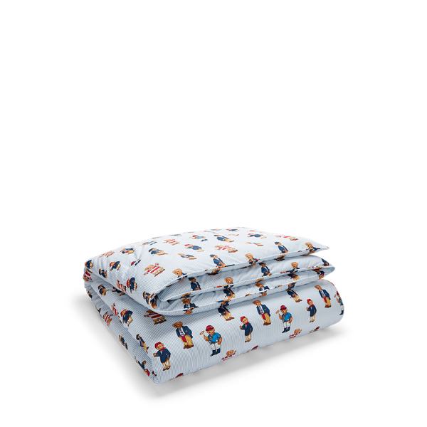 Polo Ralph Lauren Teddy Bear Stripe Duvet Set In Blue
