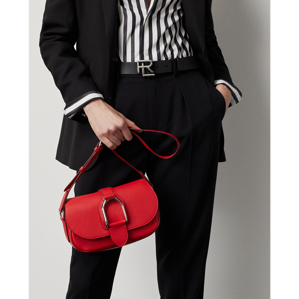 Ralph Lauren Welington Flap Leather Shoulder Bag In Poppy Red