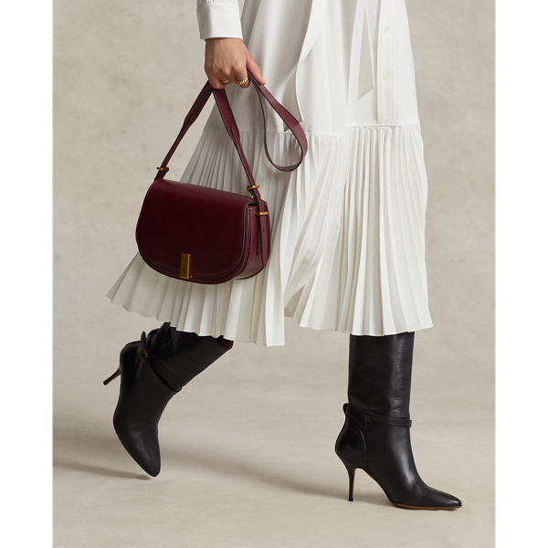 Polo Ralph Lauren Polo Id Calfskin Saddle Bag In Wine