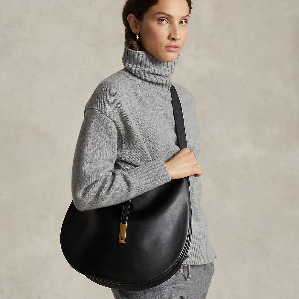 Polo Id Calfskin Shoulder Bag In Black