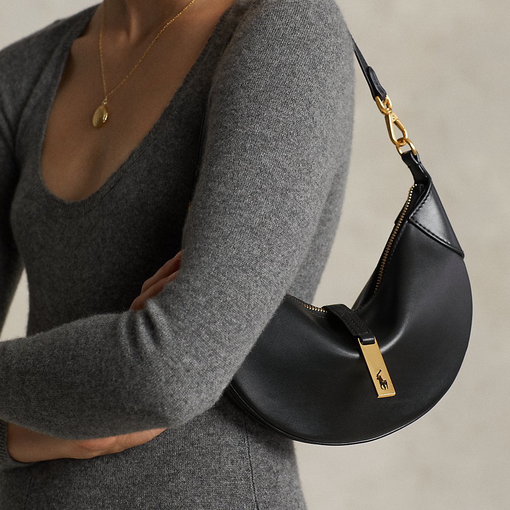 Ralph Lauren Polo Id Calfskin Mini Shoulder Bag In Black