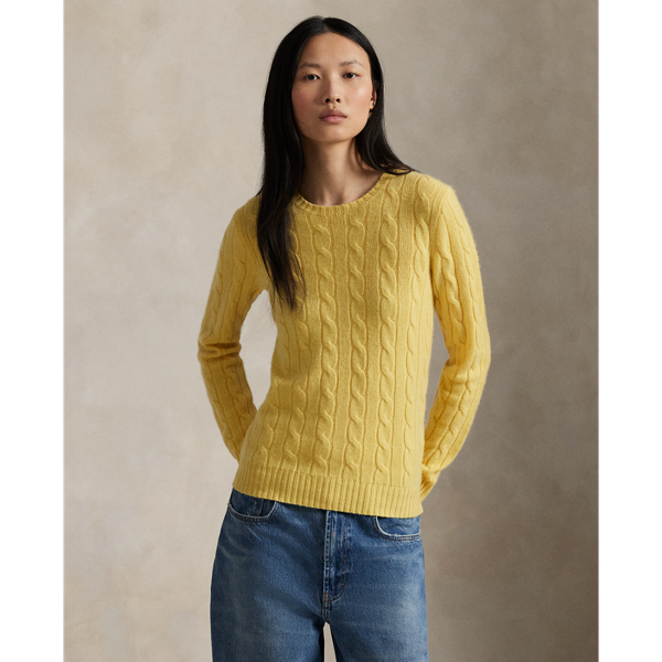 Ralph Lauren Cable-knit Cashmere Sweater In Fall Yellow