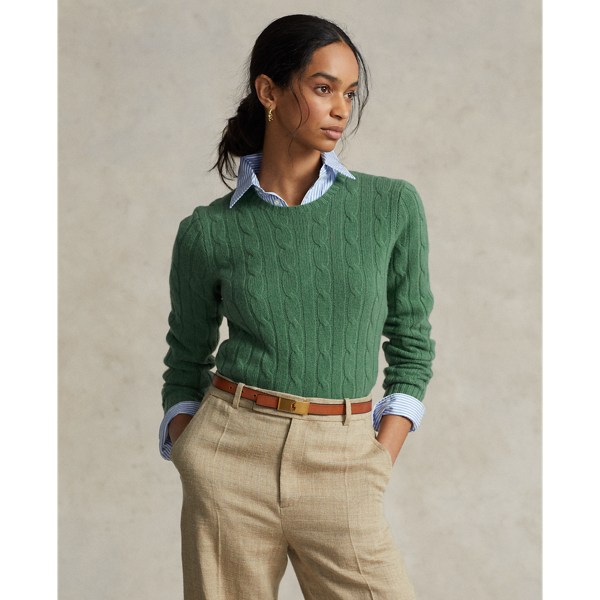 Ralph Lauren Cable-knit Cashmere Sweater In Light Green