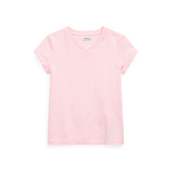 Polo Ralph Lauren Cotton Jersey V-neck Tee In Hint Of Pink
