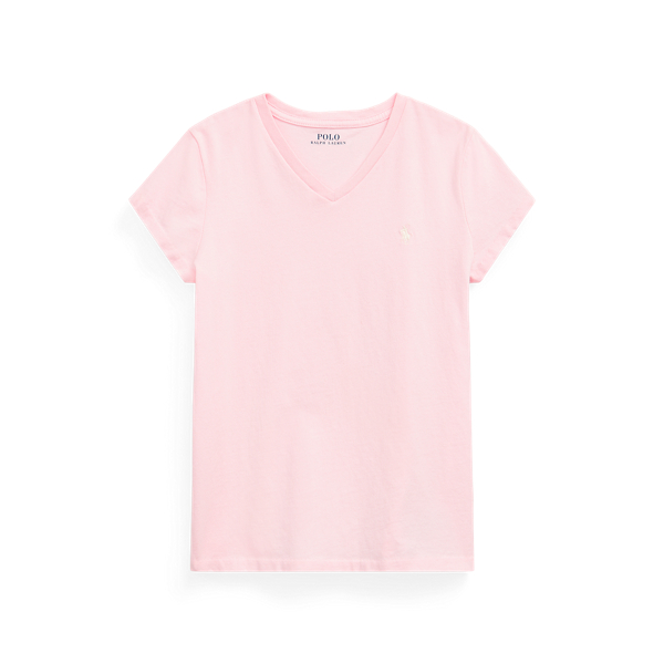Polo Ralph Lauren Cotton Jersey V-neck Tee In Hint Of Pink