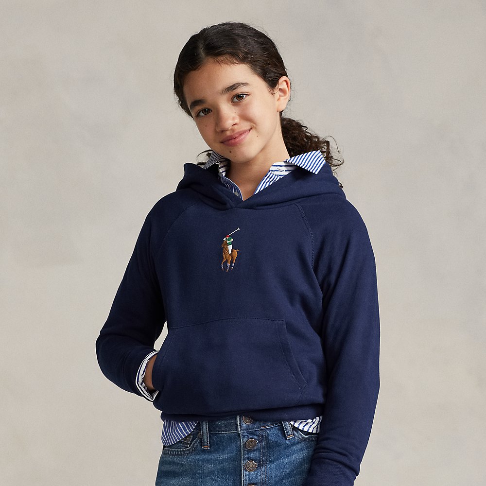 Polo Ralph Lauren Kids' Embroidered Cotton-blend Hoodie In Blue