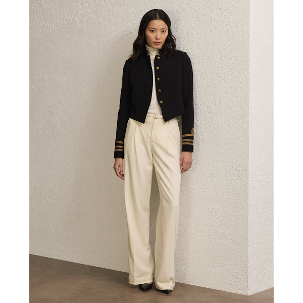 Ralph Lauren Acklie Wool Gabardine Pant In Parchment Cream