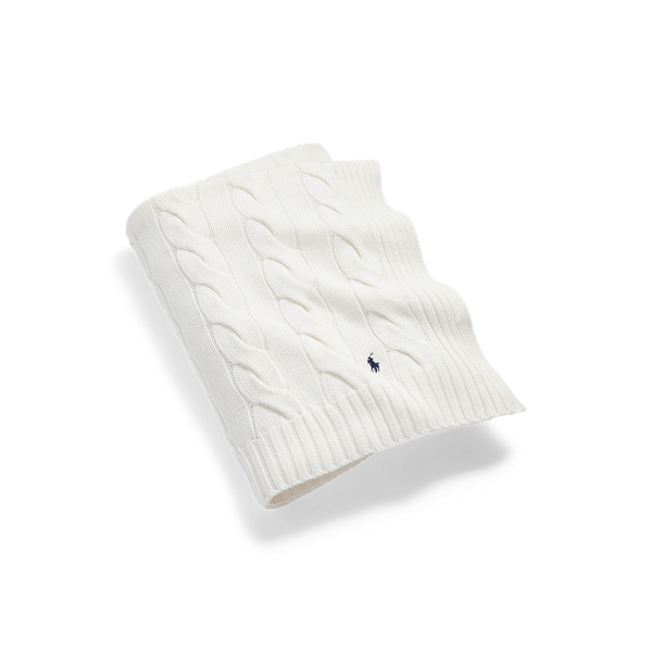 Polo Ralph Lauren Hanley Cable-knit Throw Blanket In Cream