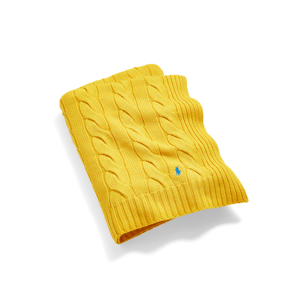 Polo Ralph Lauren Hanley Cable-knit Throw Blanket In Yellowfin