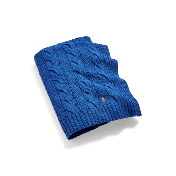 Shop Ralph Lauren Hanley Cable-knit Throw Blanket In New Iris Blue