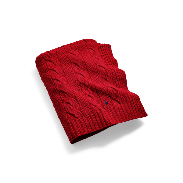 Shop Ralph Lauren Hanley Cable-knit Throw Blanket In Rl Red