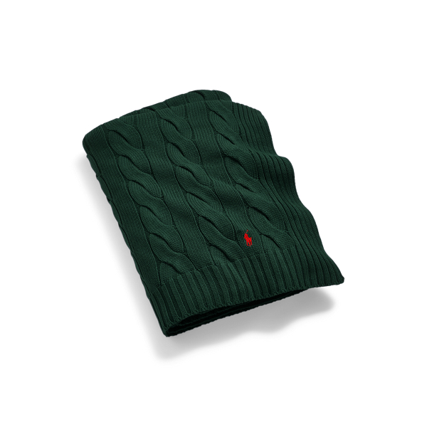 Shop Ralph Lauren Hanley Cable-knit Throw Blanket In College Green