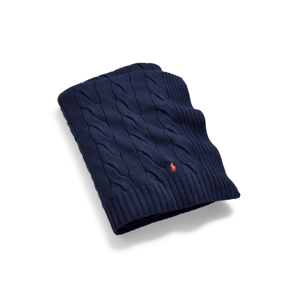 Shop Ralph Lauren Hanley Cable-knit Throw Blanket In Newport Navy