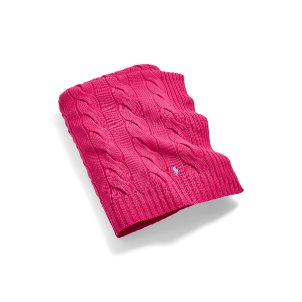 Polo Ralph Lauren Hanley Cable-knit Throw Blanket In Hot Pink
