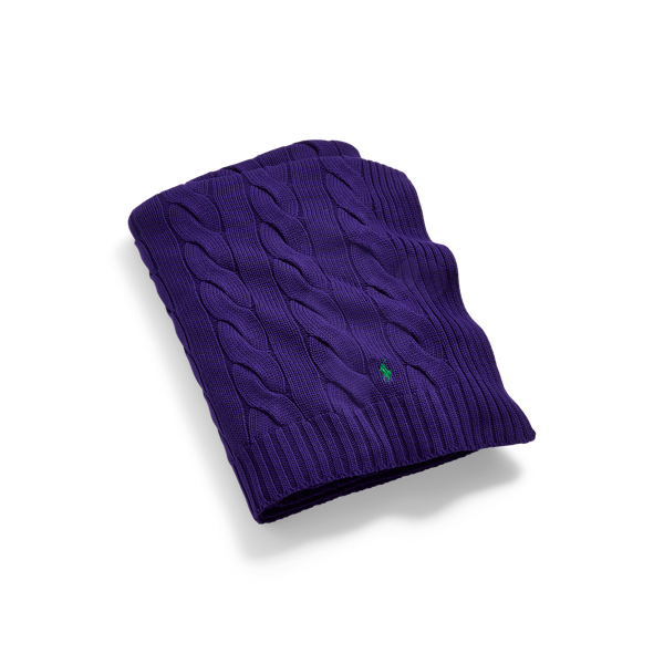 Polo Ralph Lauren Hanley Cable-knit Throw Blanket In Chalet Purple