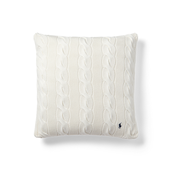 Shop Ralph Lauren Hanley Cable-knit Throw Pillow In Cream
