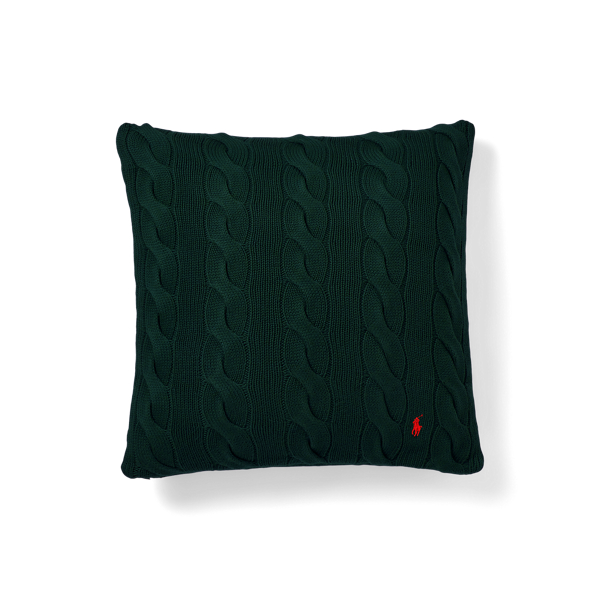 Shop Ralph Lauren Hanley Cable-knit Throw Pillow In College Green
