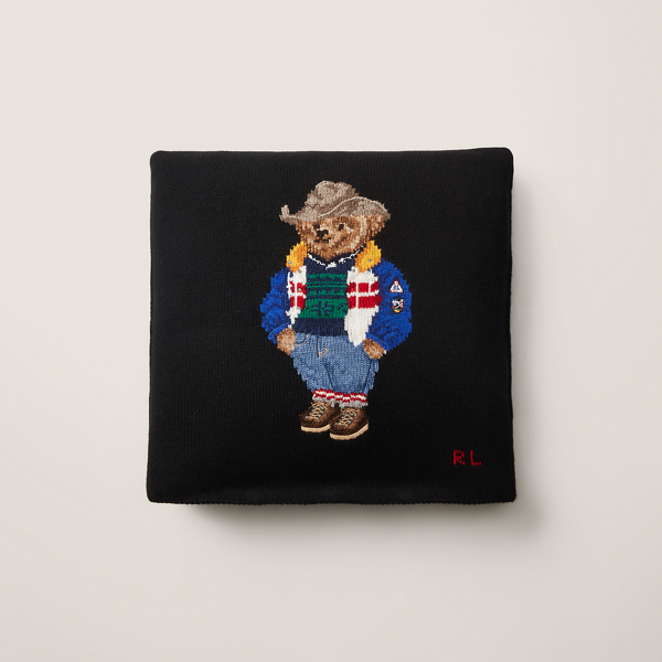 Polo Ralph Lauren Ski Polo Bear Throw Pillow In Black And White