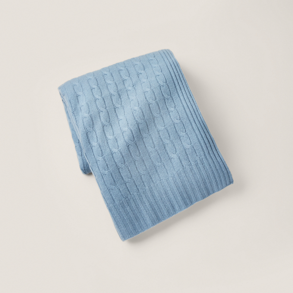 Polo Ralph Lauren Cable Cashmere Throw Blanket In Anchor Blue