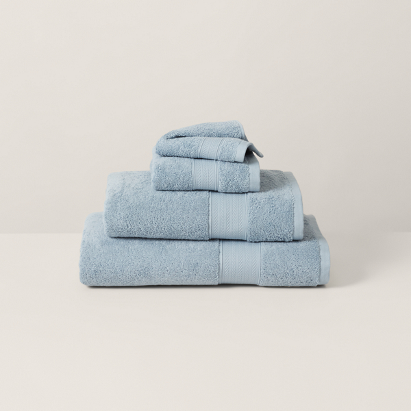 Ralph Lauren Organic Cotton Dawson Bath Towels & Mat In Cascade Blue