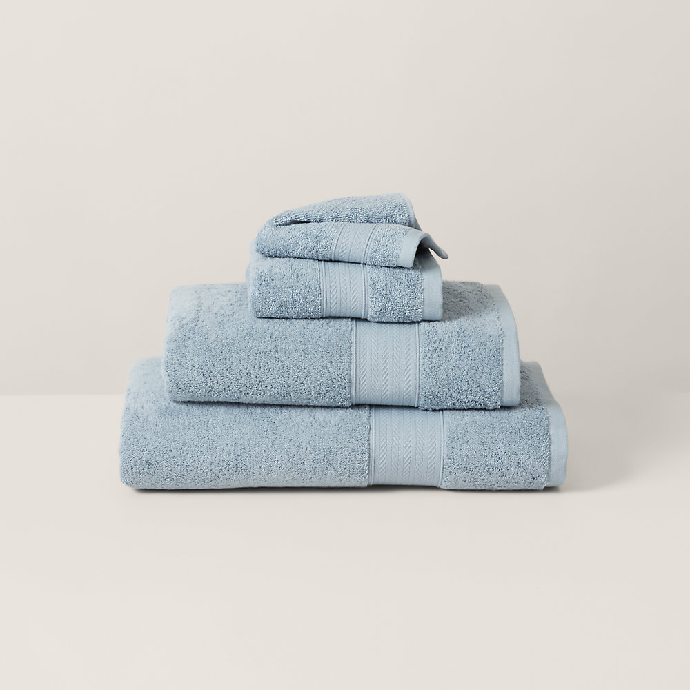 Ralph Lauren Organic Cotton Dawson Bath Towels & Mat In Cascade Blue
