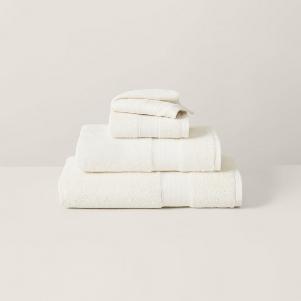 Ralph Lauren Organic Cotton Dawson Bath Towels & Mat In True Alabaster