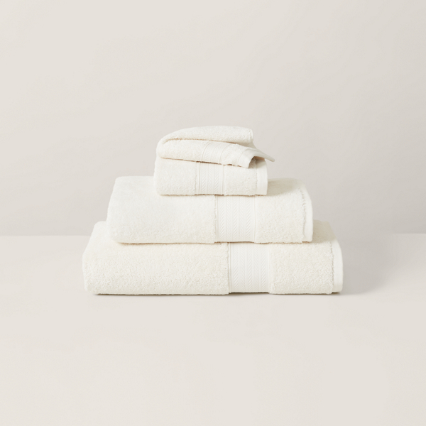 Polo Ralph Lauren Organic Cotton Dawson Bath Towels & Mat In True Alabaster
