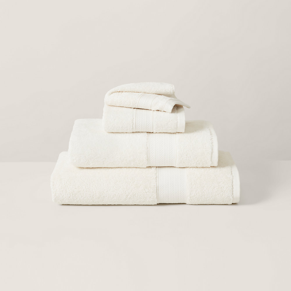 Ralph Lauren Organic Cotton Dawson Bath Towels & Mat In True Alabaster