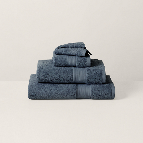 Ralph Lauren Organic Cotton Dawson Bath Towels & Mat In Ballad Blue