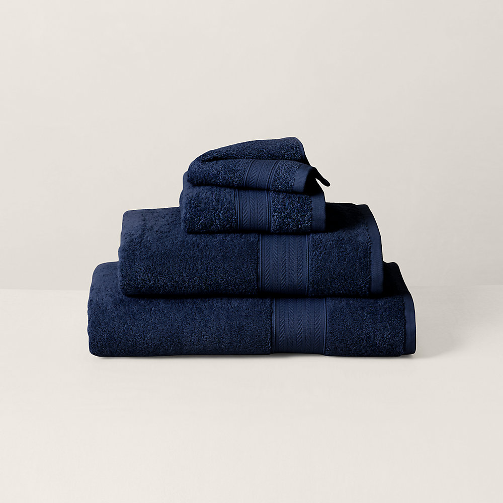 Shop Ralph Lauren Organic Cotton Dawson Bath Towels & Mat In Heritage Navy